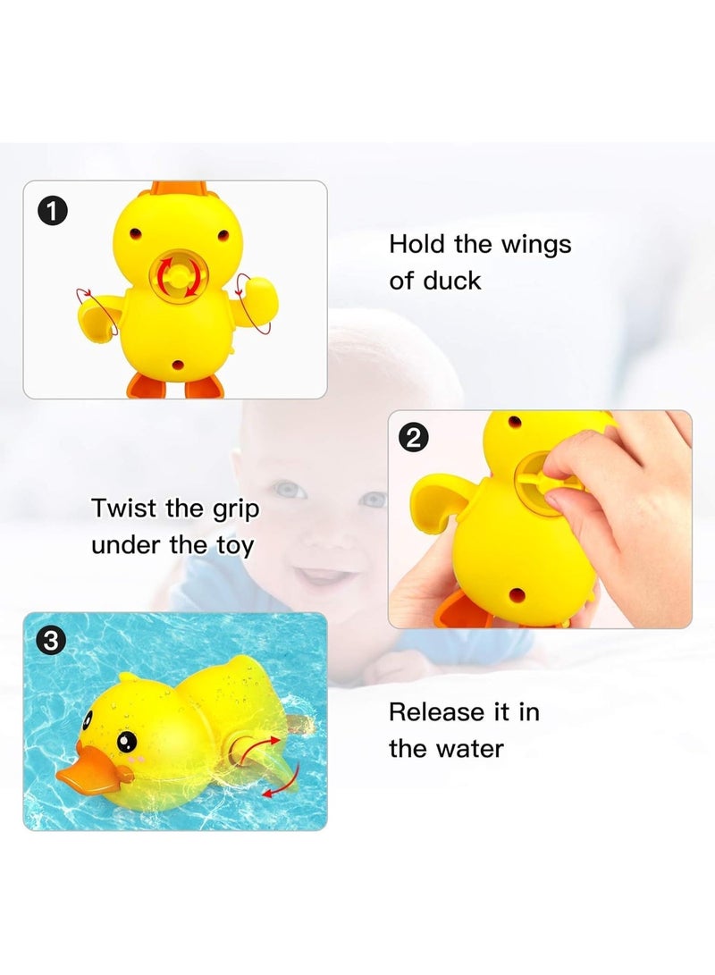 ChicAbode ألعاب الحمام للأطفال الصغار, 4pcs البط الحيوان ألعاب الحمام, الرياح حتى الألعاب, للأولاد البنات الأطفال, العائمة حمام السباحة ألعاب المياه لمدة 3+ سنوات - Image 4